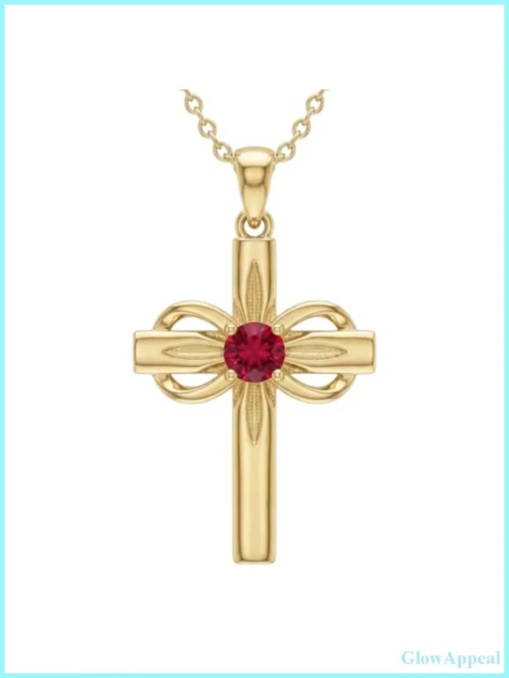 14K Gold Plated Cross Pendant Necklace Birthstone Jewelry